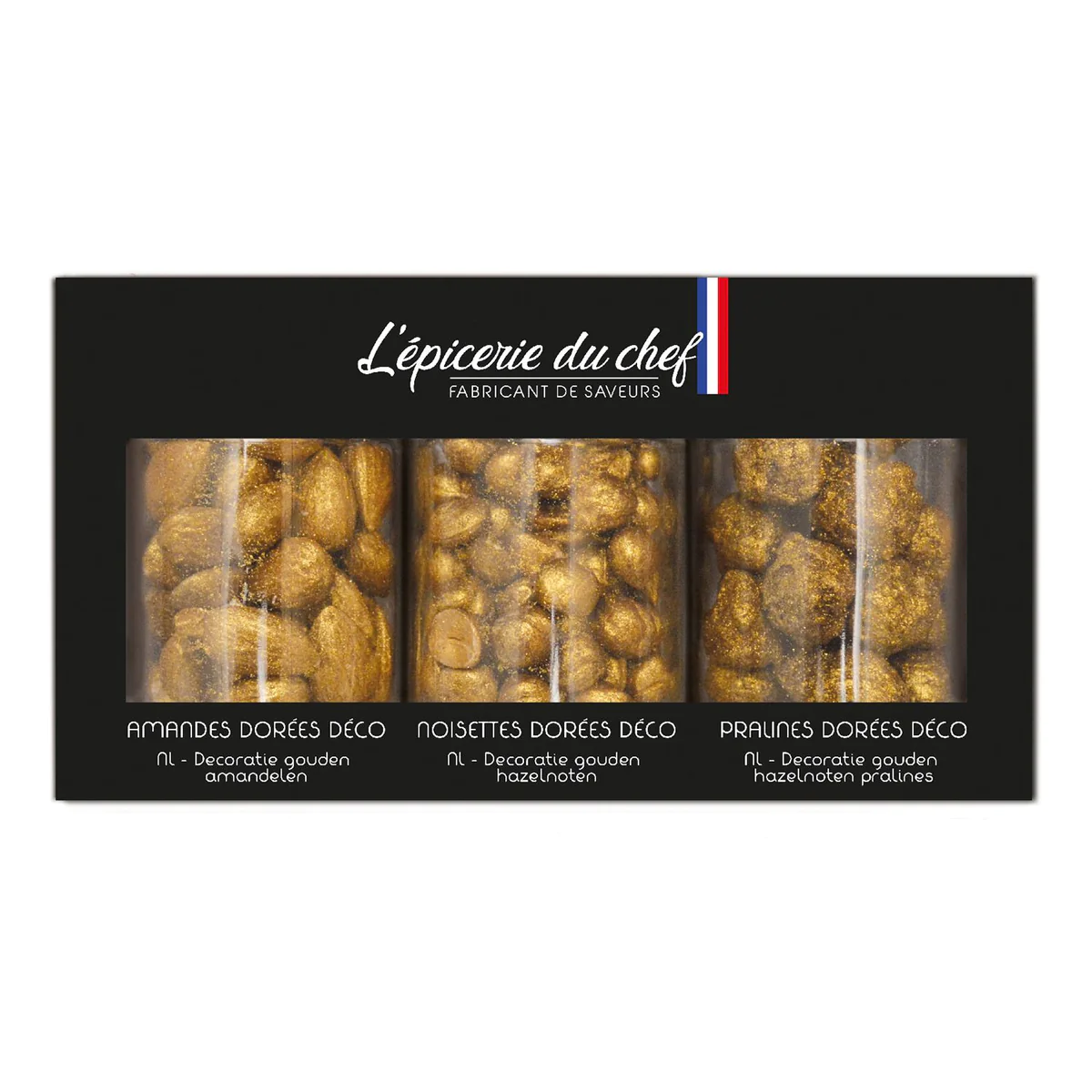 Assortiment 3 pots décorations fruits secs dorés pour pâtisserie Scrap