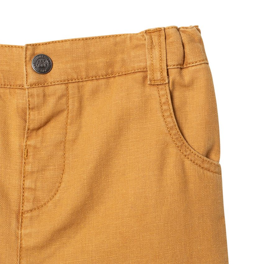 Pantalon en coton et lin uni - Moutarde