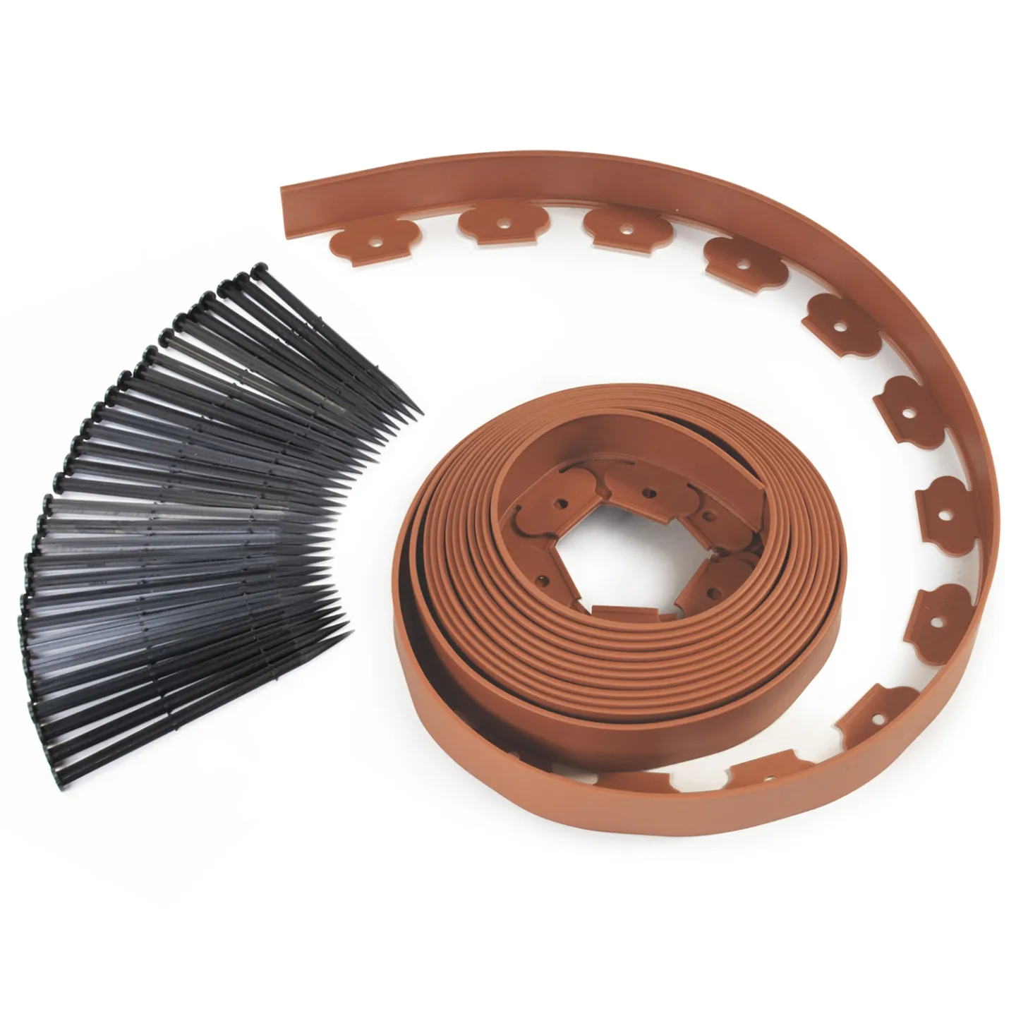 Bordurette de jardin flexible 10 M terracotta hauteur 5 CM + 30 piquets