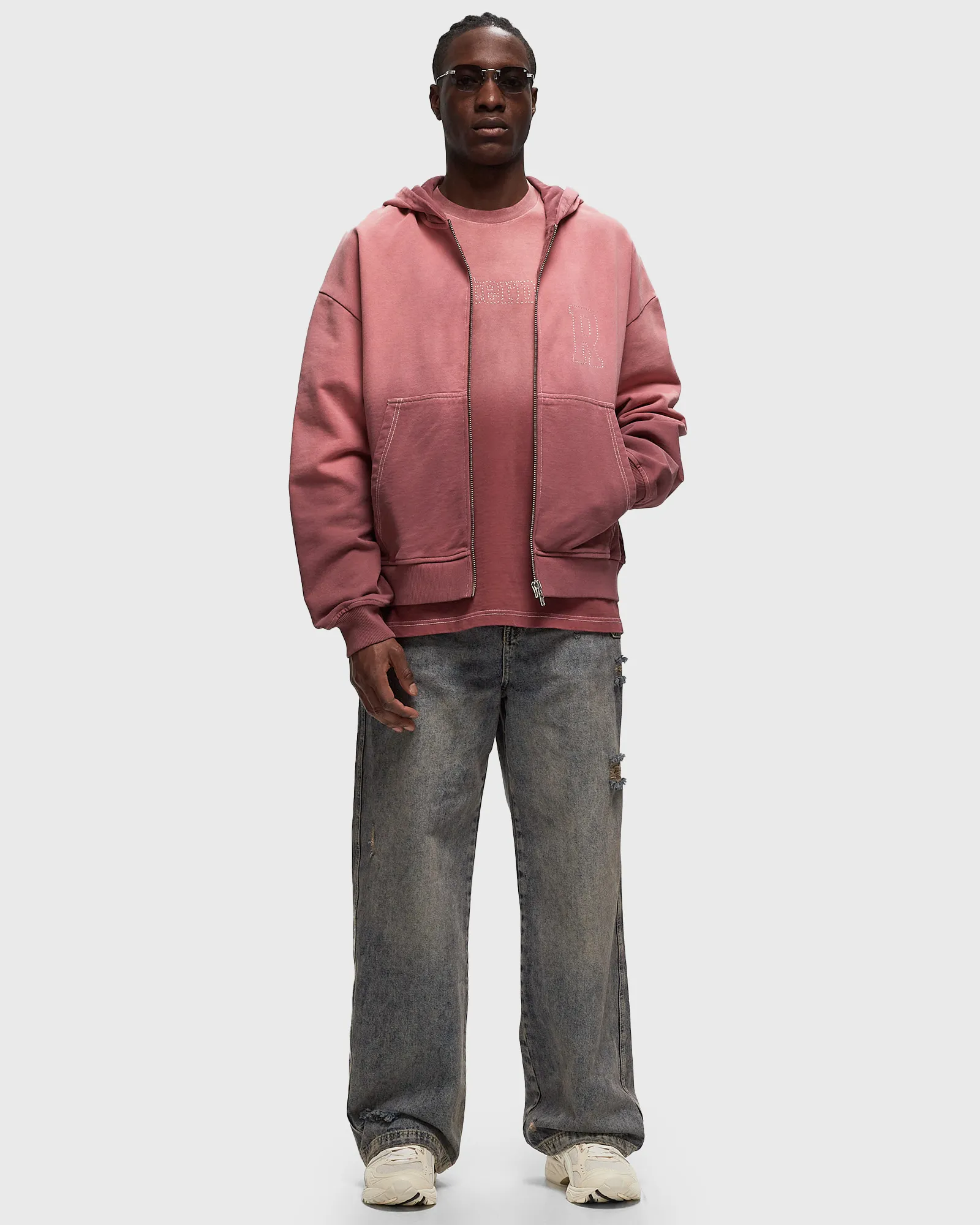 Reternity CONTRAST STITCH ZIP HOODIE