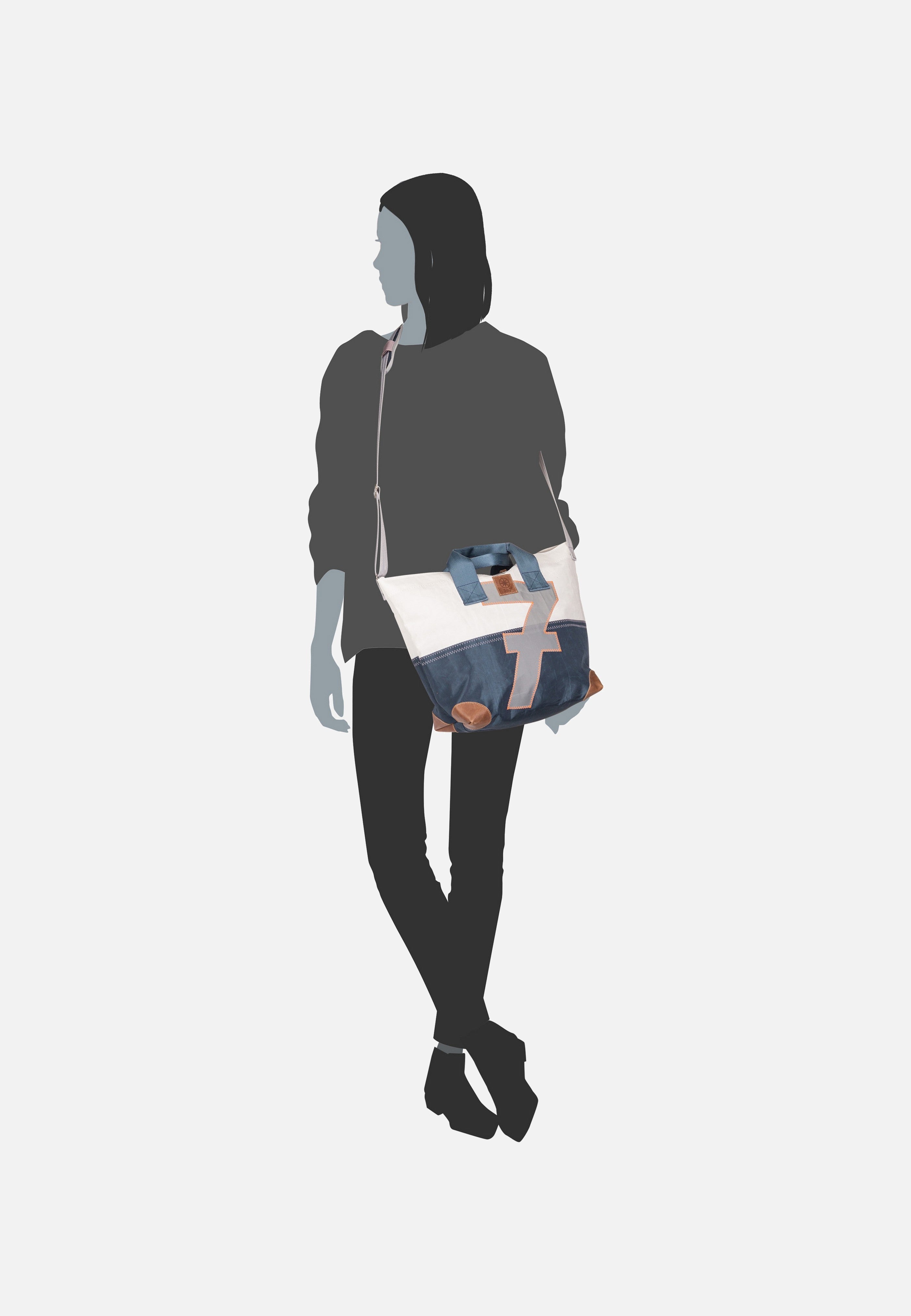 Suutje Weiß/Balken Blau/Zahl Hellgrau - Crossbody Bag