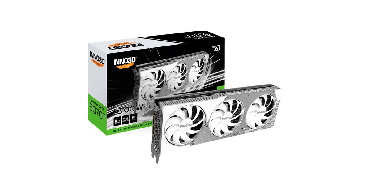 INNO3DGeForce RTX 5070 Ti X3 OC WHITE grafische kaart  (Wit, DLSS 4, 3x DisplayPort, 1x HDMI 2.1)