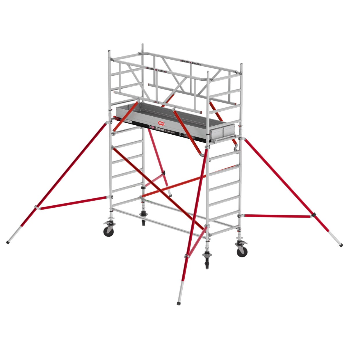 Altrex RS Tower 51 Plus rolsteiger, aluminium, 0,90 m breed frame met vezeldek, 4,20 m platform, AH 0,90 x 3,05 m