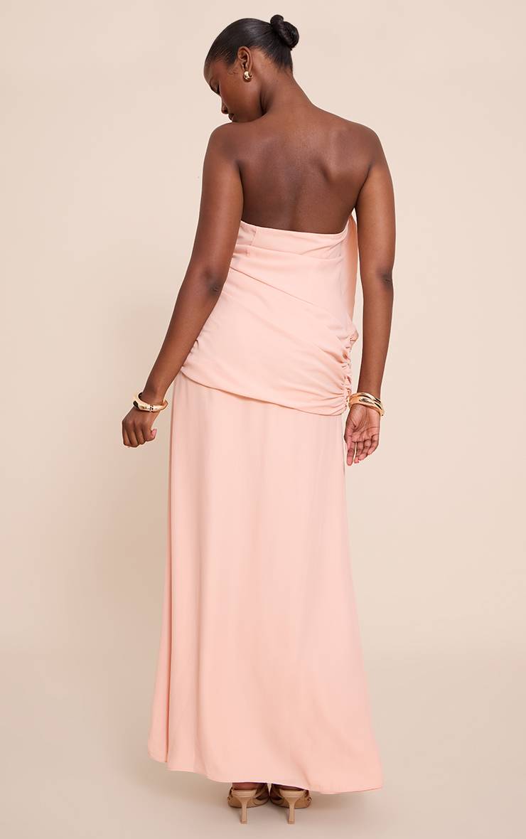 Pêche Robe Longue Drapée À Bandeau Structuré