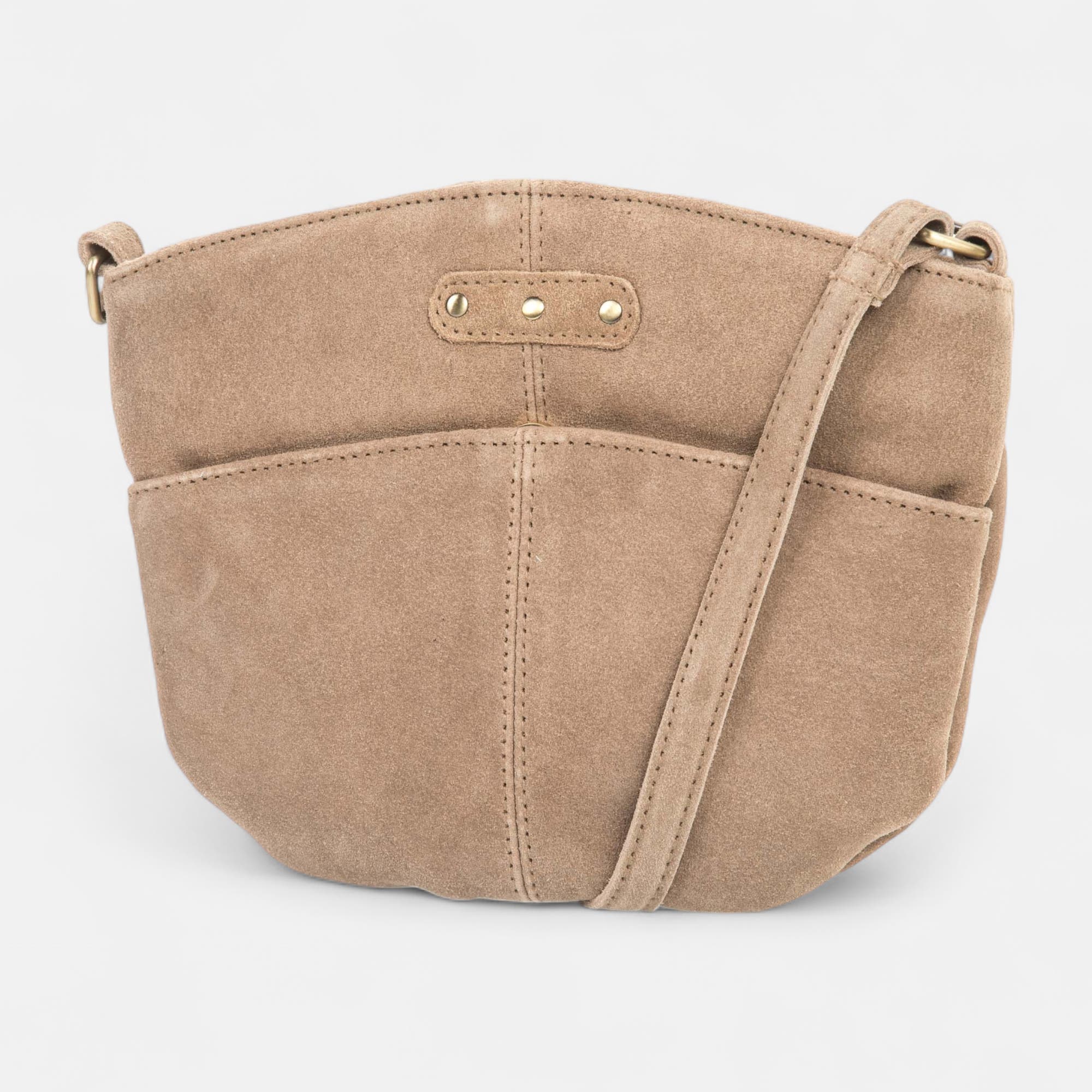Sac bandoulière en cuir beige