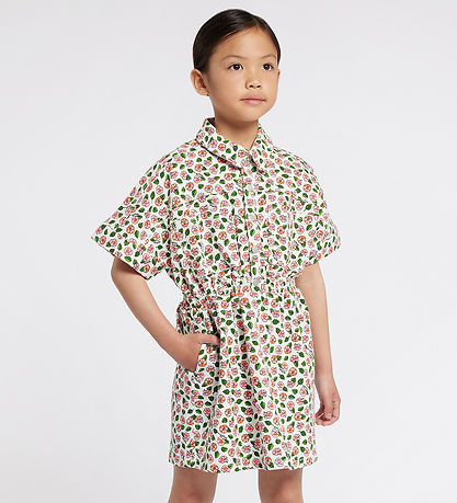 Kenzo Kleid - Denim - Ivory/Pink m. Blumen