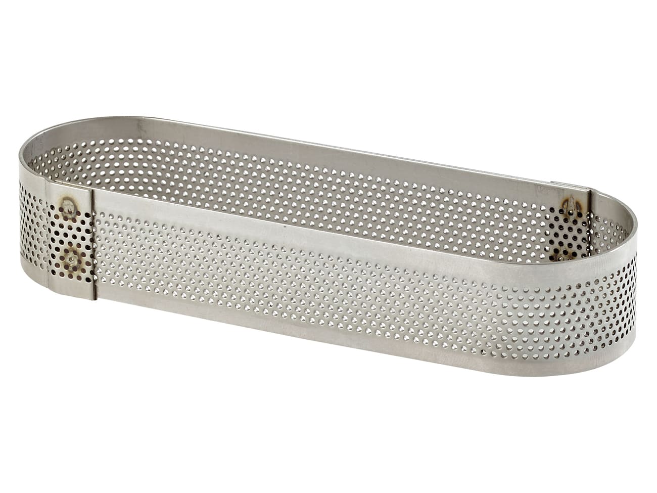 Oblong à tarte perforé inox - ht 2 cm - 13 x 4 cm - Mallard Ferrière