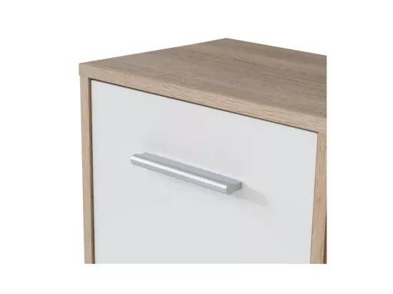 Bureau droit avec rangements décor chêne clair et blanc mat - KEVAN