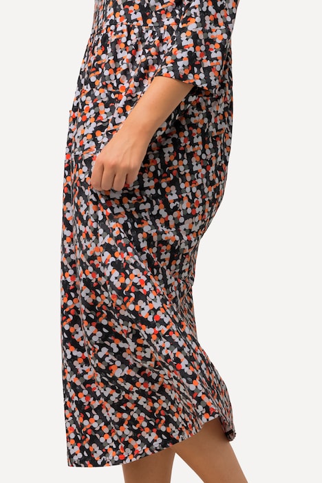 Jerseykleid, Punkte, Carree-Ausschnitt, 3/4-Arm