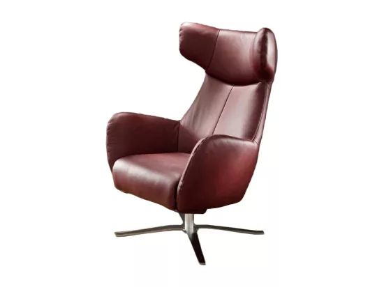 Fauteuil - Rouge cuir - RANDY