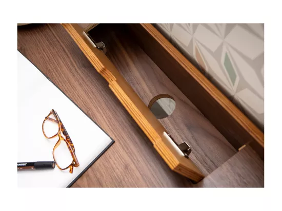 Bureau avec rangements 3 tiroirs vintage bois foncé noyer L132 cm HALLEN