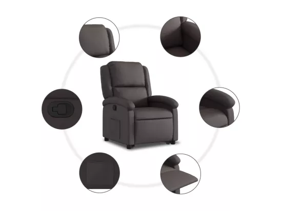 Fauteuil inclinable marron foncé cuir véritable