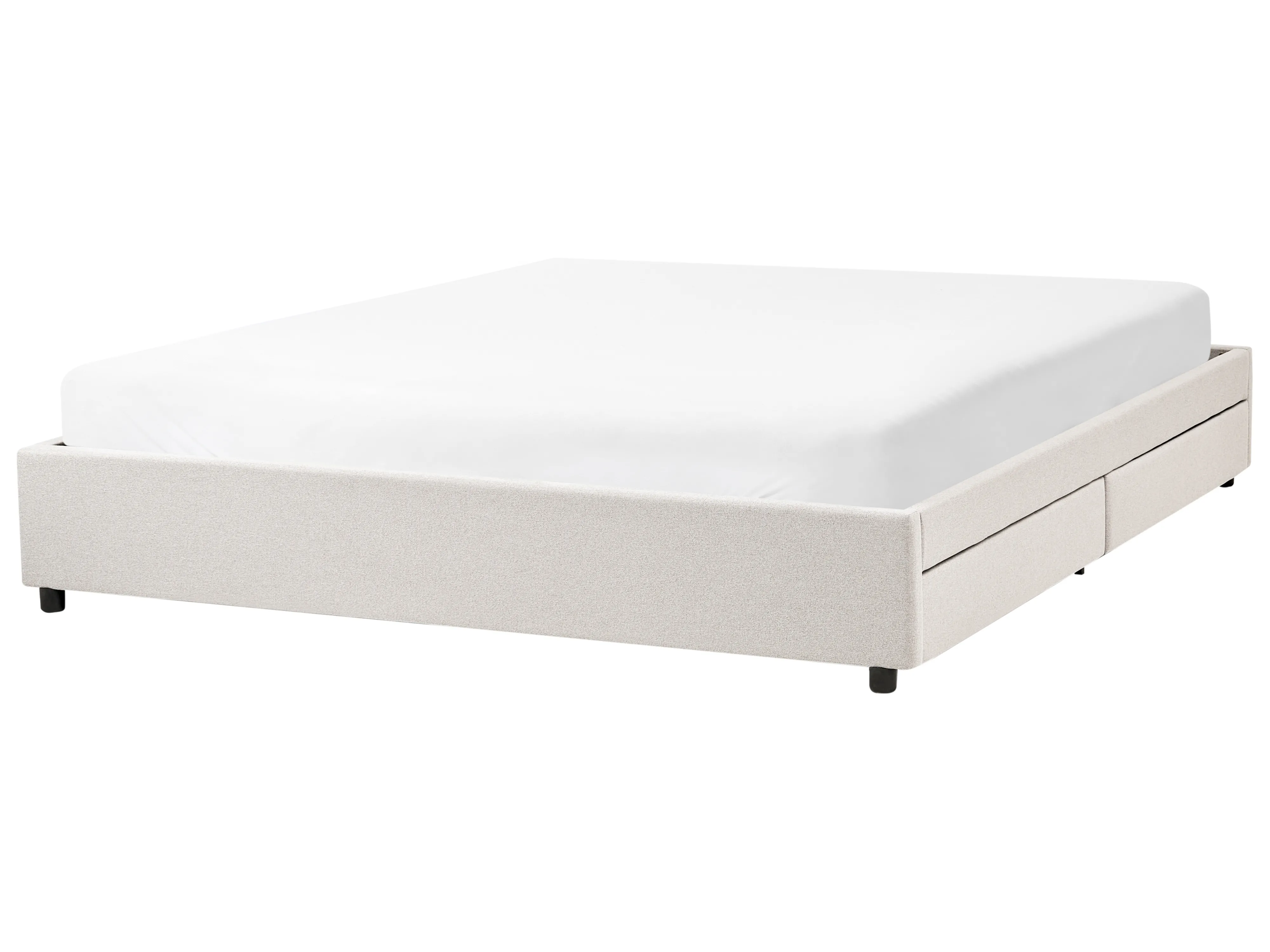 Bed met opbergruimte zonder hoofdbord Stof PRADES 180 x 200 cm Lichtbeige
