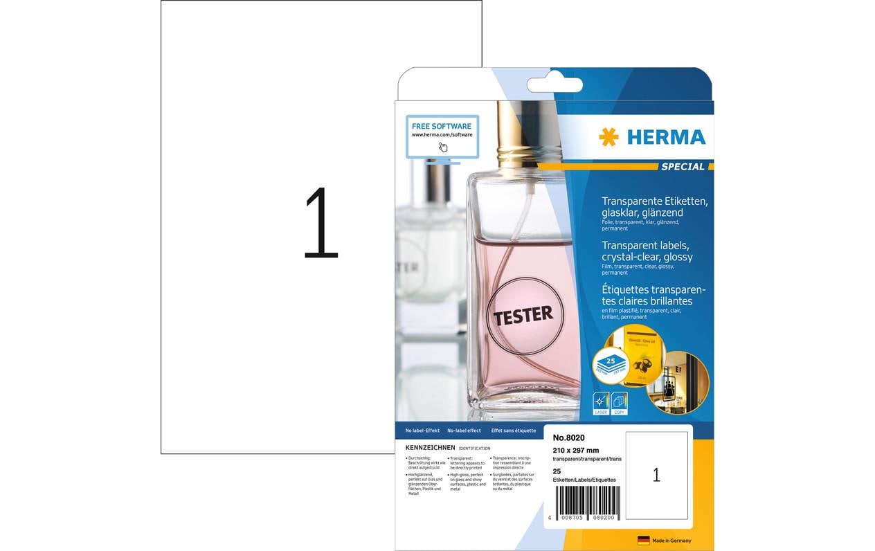 Folien-Etiketten 210 x 297 mm, 25 BlattTransparentes Druckeretikett