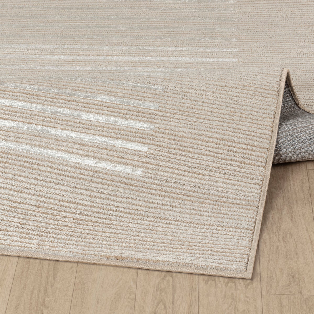 Scandinavisch gestreept vloerkleed beige/wit 80x150 cm KAYSA