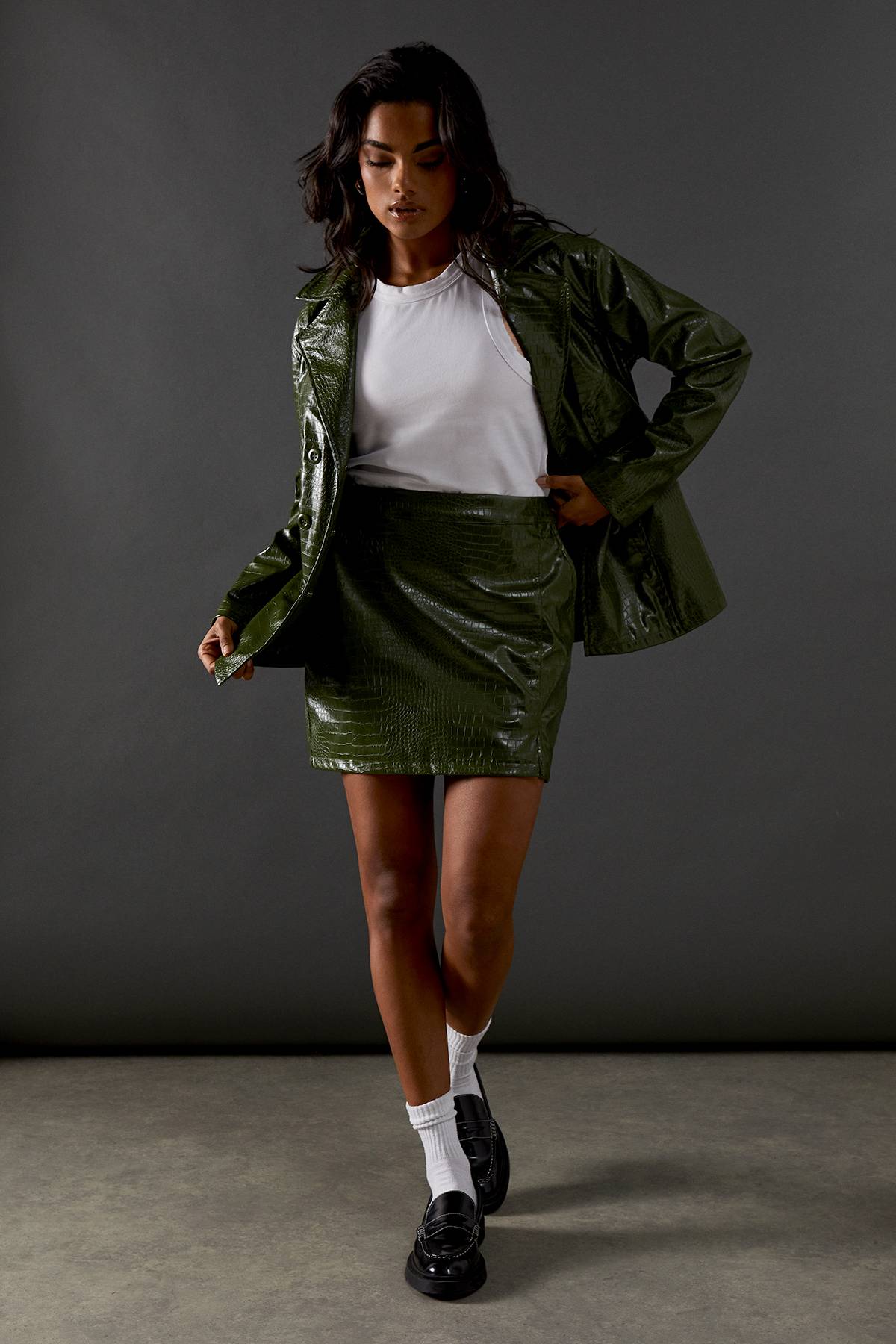 Warehouse Veste en synthétique à Détail Taille Effet Croco