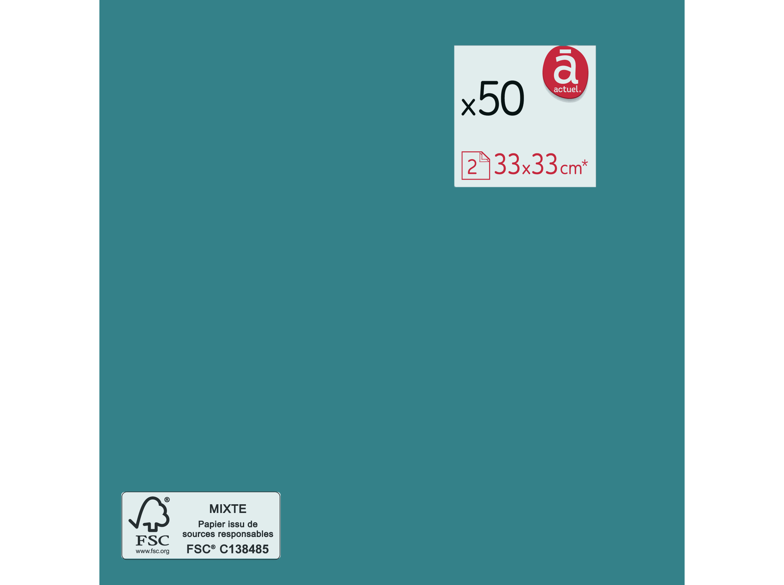 GUARDANAPOS FOLHA DUPLA ACTUEL AZUL 38X38CM 50 UNIDADES
