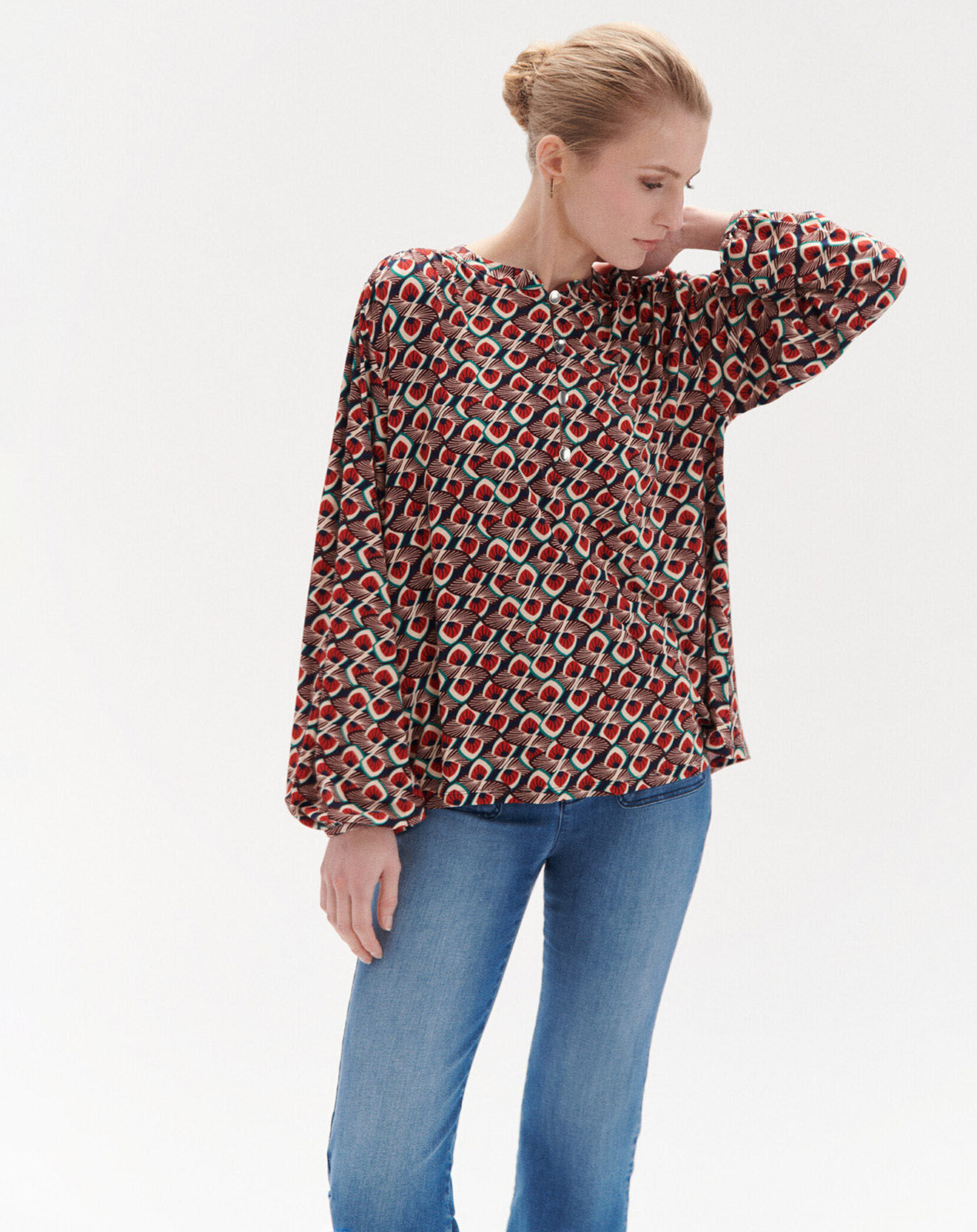 Caroll Blouse Tess imprimée rouge