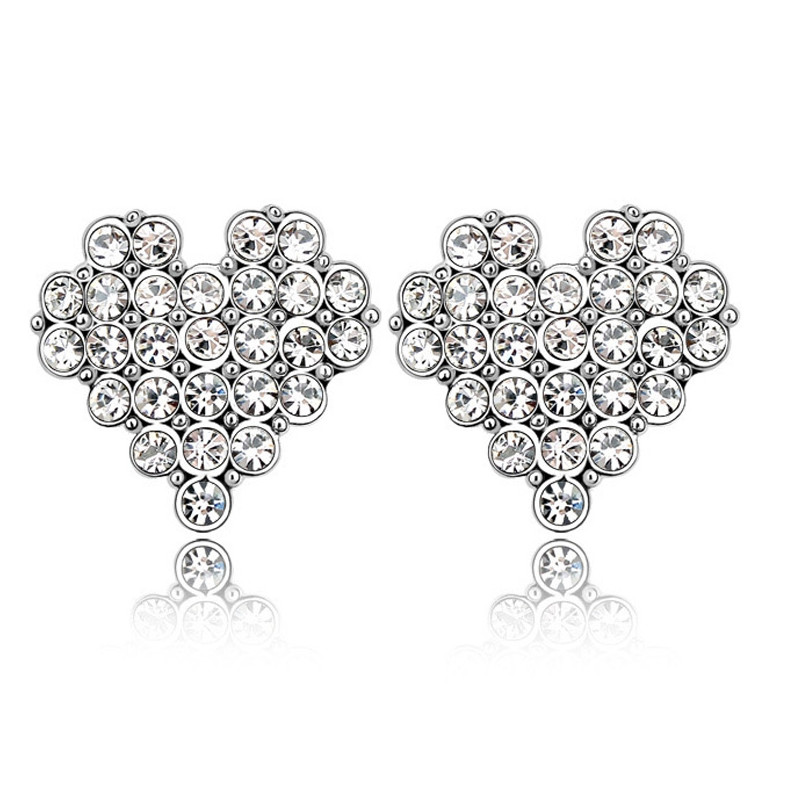 Boucles d'Oreilles Coeur ornées de Cristal blanc de Swarovski