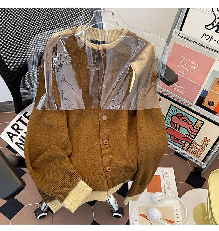 Whyessa - Effen vest met ronde hals en contrasterende bies