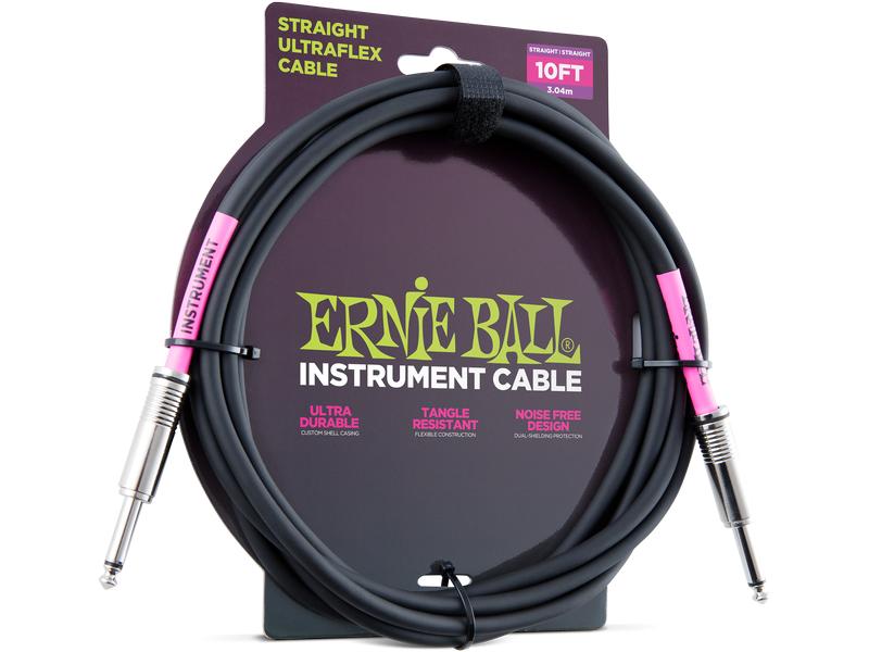 Ernie Ball Instrumentenkabel 6048 – 3.05 m, Schwarz Standardkabel für Instrumente, Klinke-Klinke