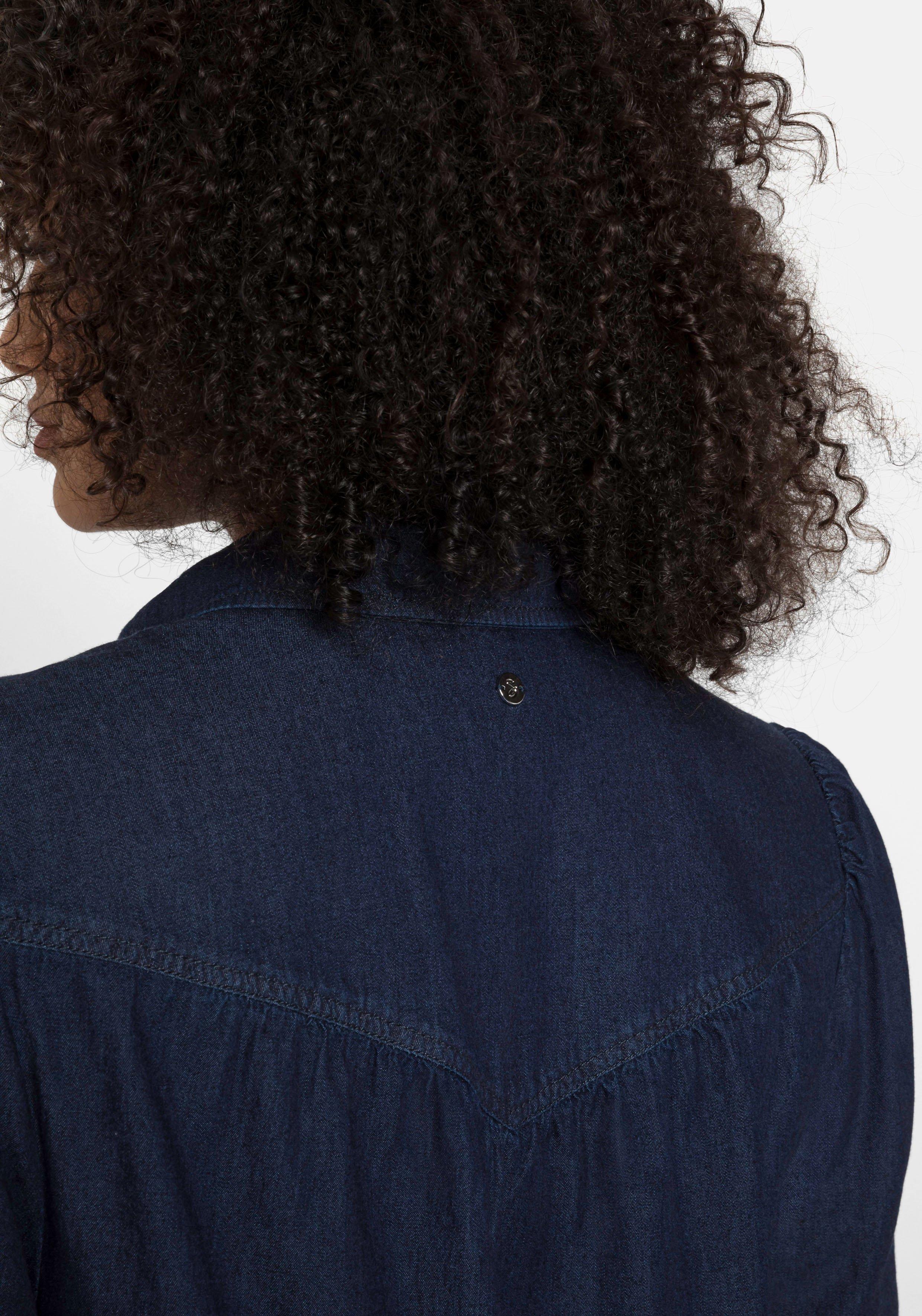 Jeansbluse mit angekräuselter Schulternaht