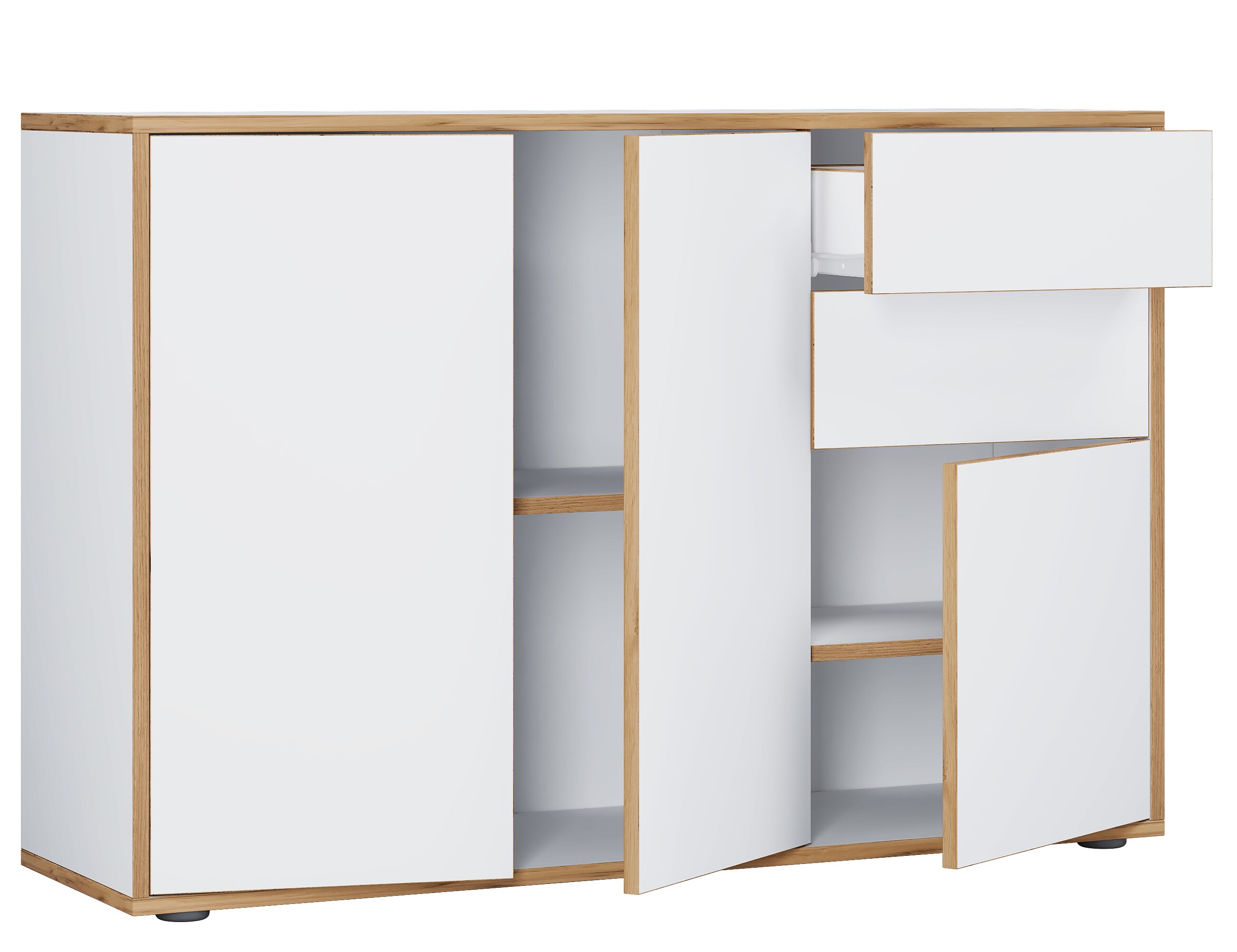 VCM Holz Kommode Sideboard Highboard Anrichte Schrank Büromöbel Salia Breite 110 cm Schublade Drehtüren