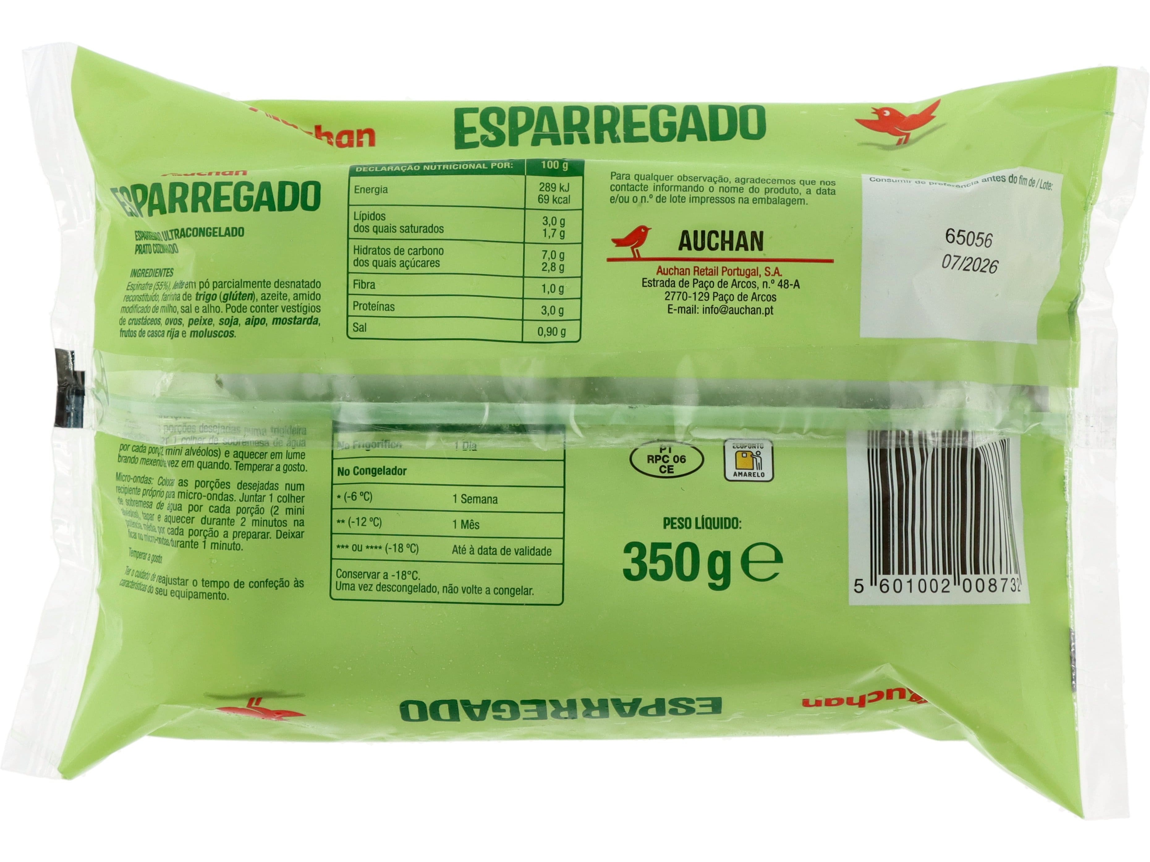 ESPARREGADO AUCHAN ULTRACONGELADO 350G