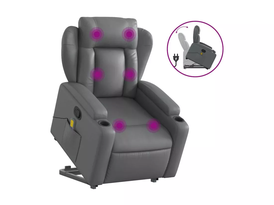 Fauteuil inclinable massant Gris Similicuir