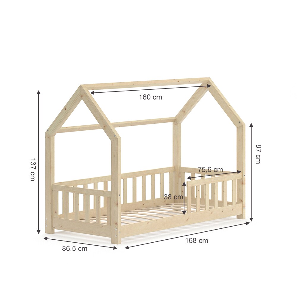 VitaliSpa Kinderbett Hausbett Spielbett Wiki 80x160cm Lattenrost Rausfallschutz