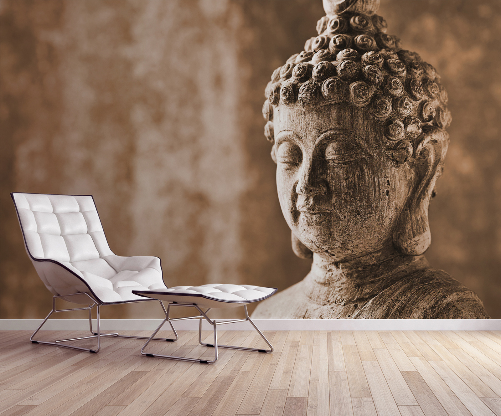 Fototapete DESIGNWALLS - braun-grau - Buddha - 2,55 Meter