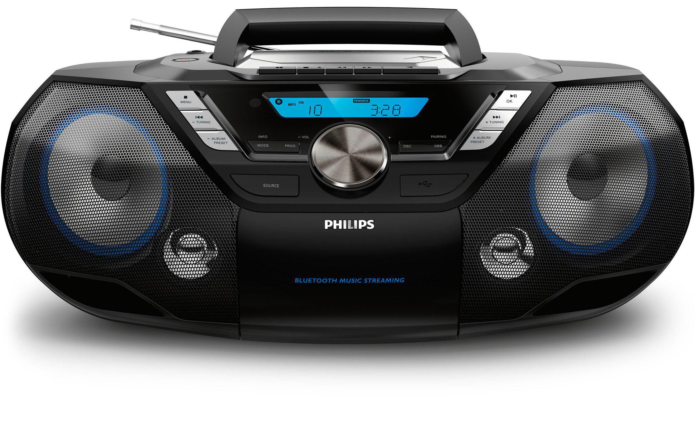 Radio/CD-Player AZB798T/12 Schwarz<br>Portabler CD-Player mit Kassettendeck und Bluetooth-Unterstützung