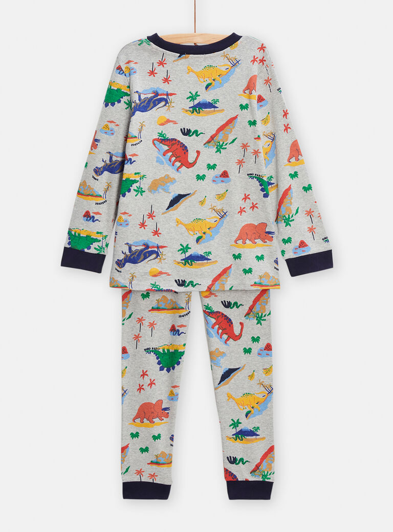 Pyjama en côtes gris imprimé dinosaures pour garçon