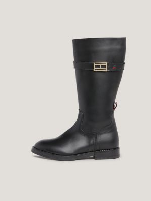 Botas de couro até o joelho com fivela