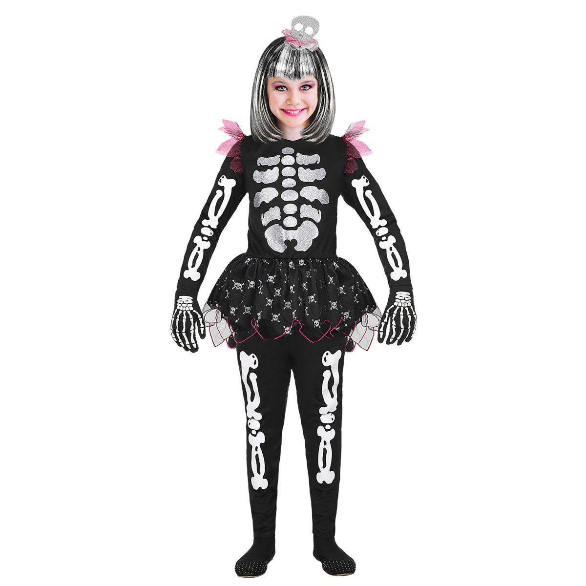 Halloween Kostuum Meisje Skelet 4 delig
