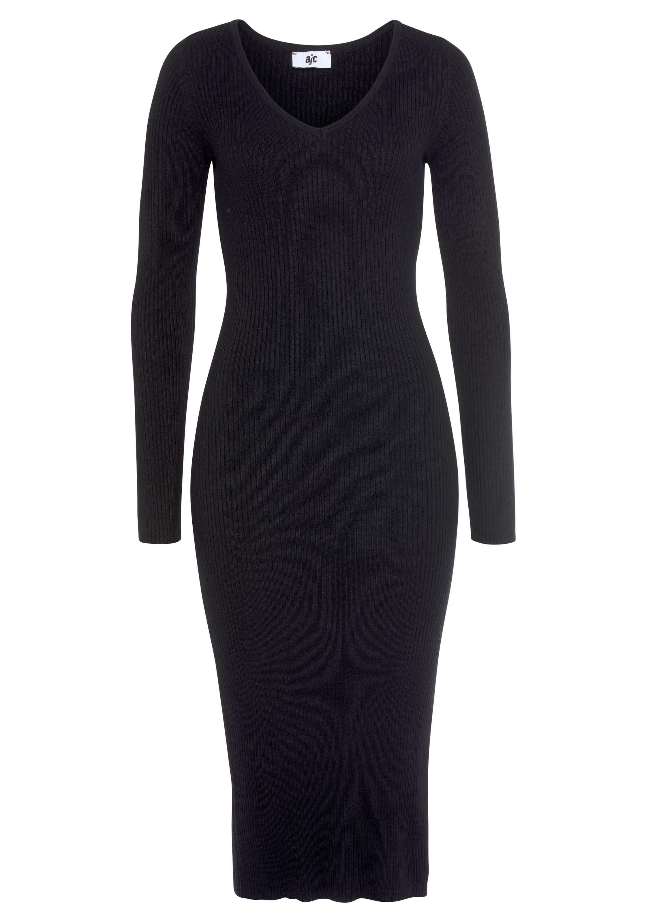AJC Strickkleid in Midilänge mit seitlichem Schlitz und Vneck
