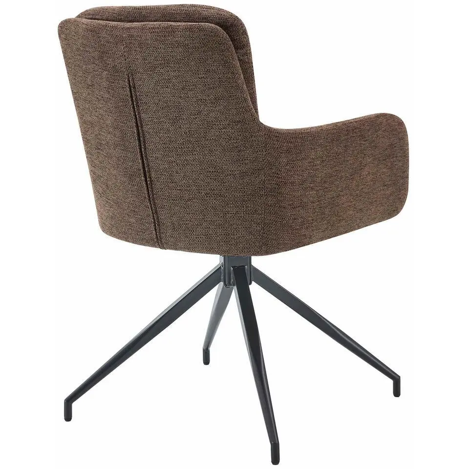 CLP Set van 2 Eetkamerstoel Pickett mat zwart Frame - Stof - bruin