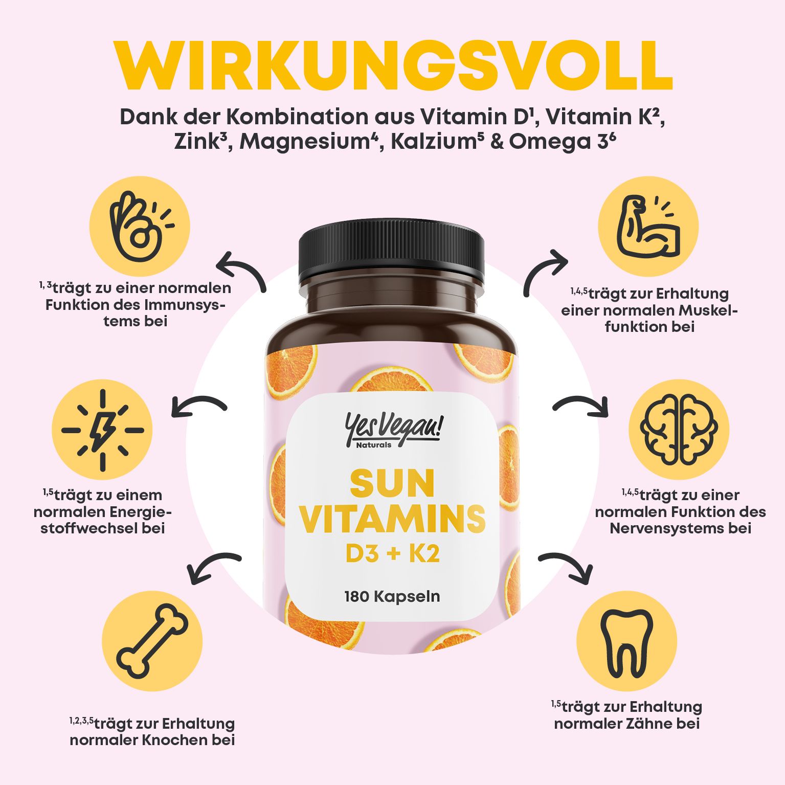 Vitamin D3 K2 Omega 3 + Calcium Magnesium und Zink - 180 Kapseln 5000 IE - Vitamin d hochdosiert