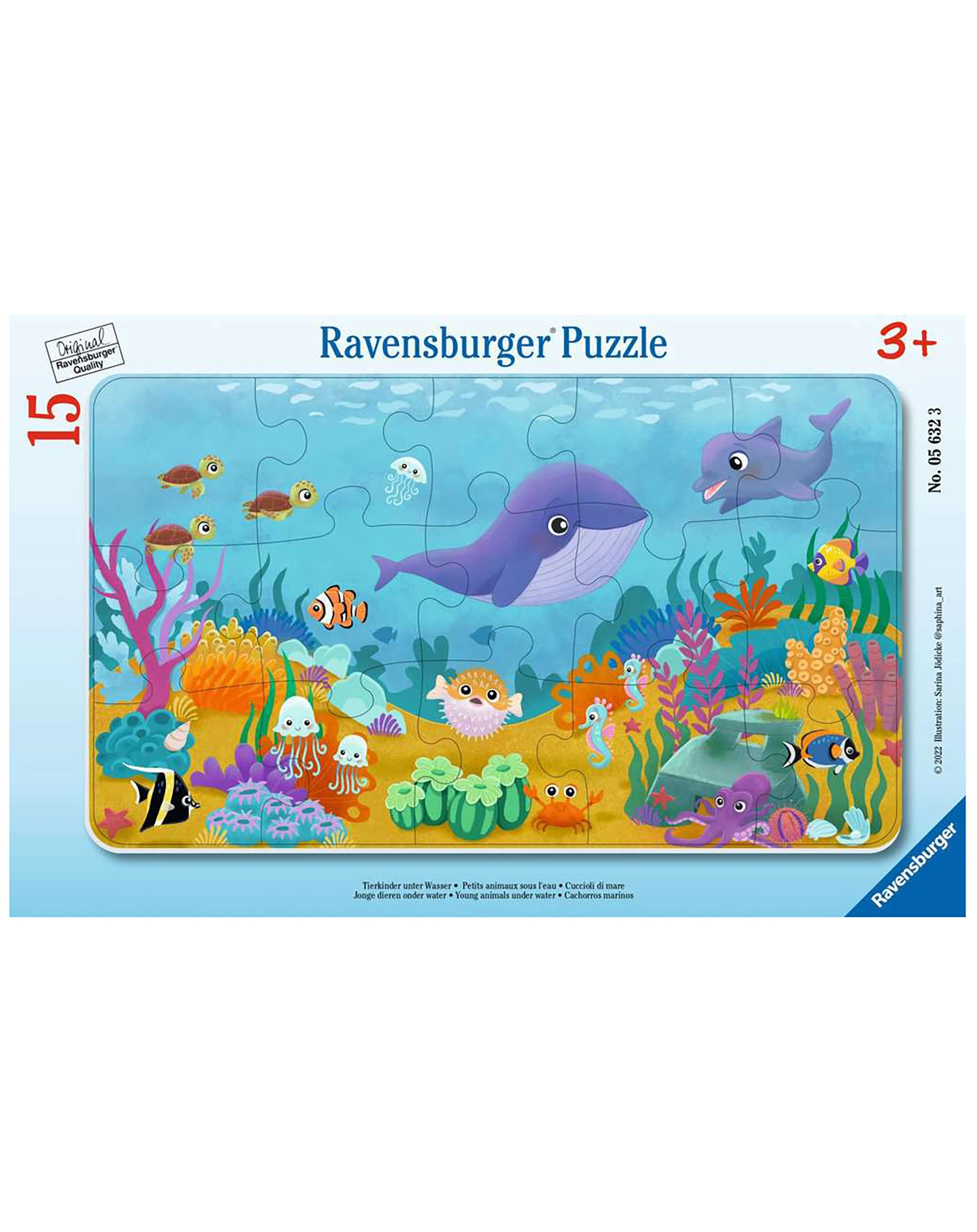 Rahmenpuzzle TIERKINDER UNTER WASSER 15-teilig