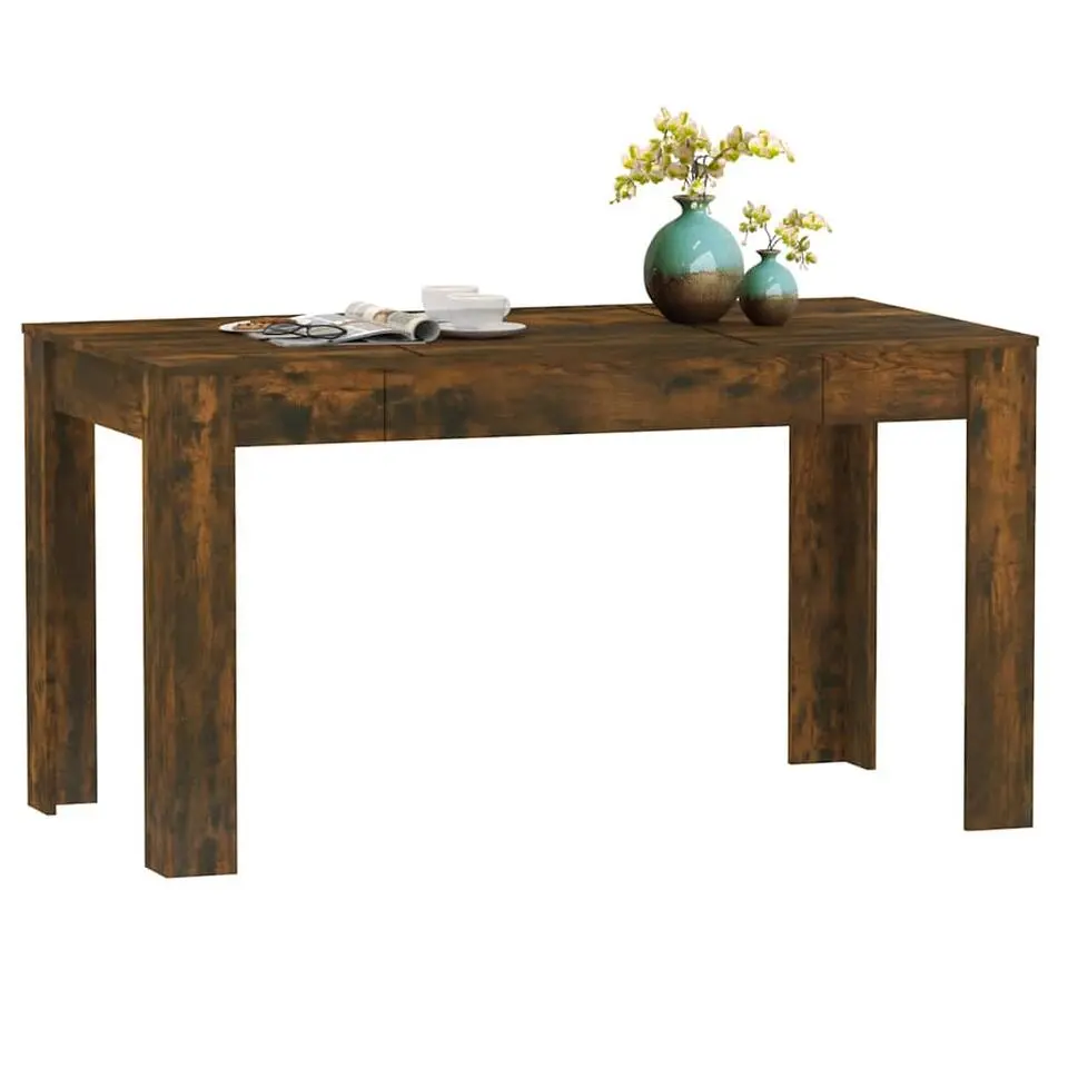 vidaXL Eettafel - Gerookt eiken - Bewerkt hout - 140x74.5x76 cm