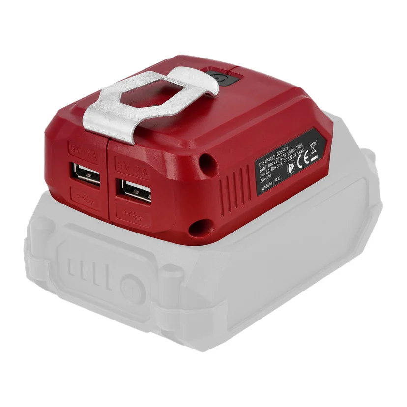 USB-adapter for batteri 18 V 2x USB A