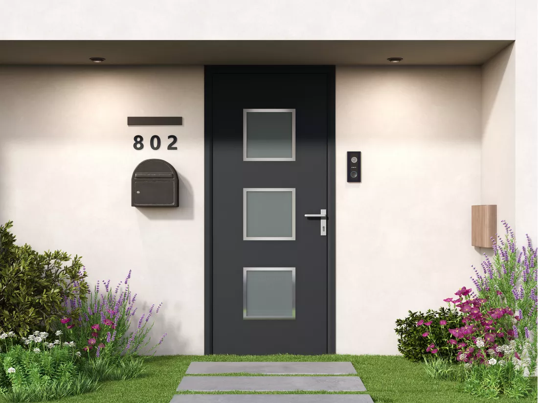 Porte d'entrée en aluminium H218 x L96 cm anthracite - poussant gauche - ROSILVA