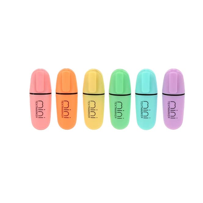 6 Pastell Mini Textmarker