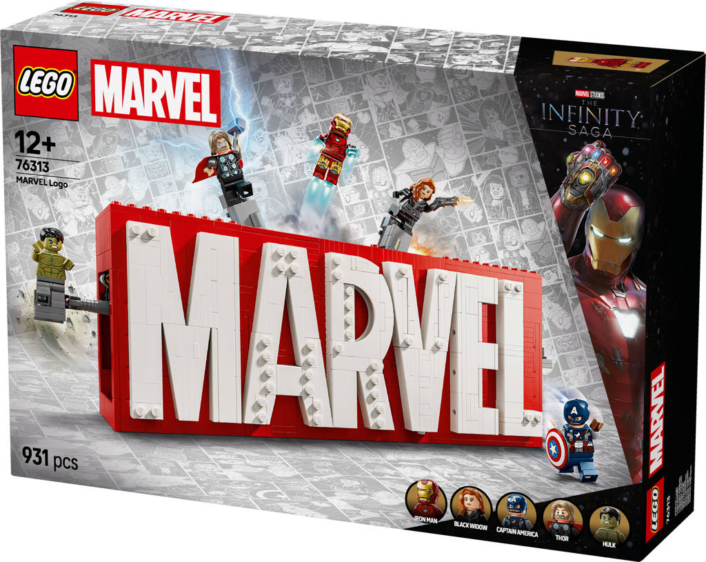 MARVEL logo en minifiguren verzamelset 76313