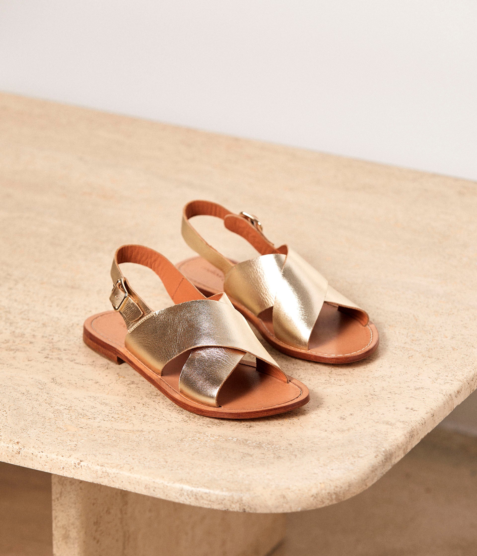 Sandales cuir doré Amina