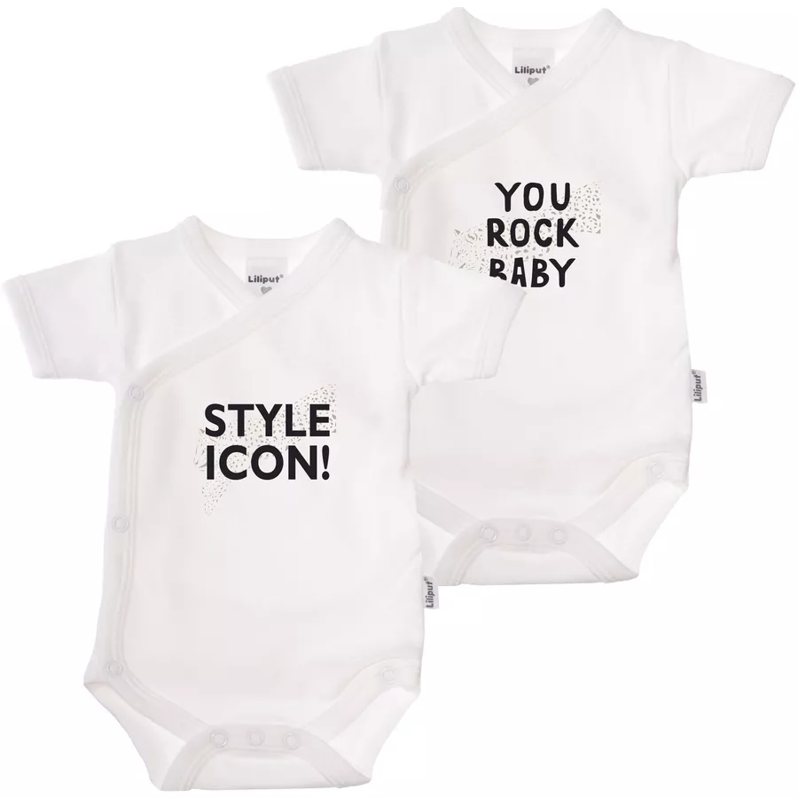 Liliput Kurzarm-Wickelbody 2er Pack Rock Baby weiß