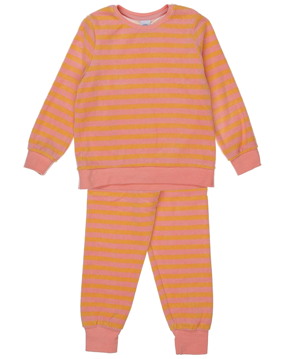 Frottee-Schlafanzug lang STRIPES in searose