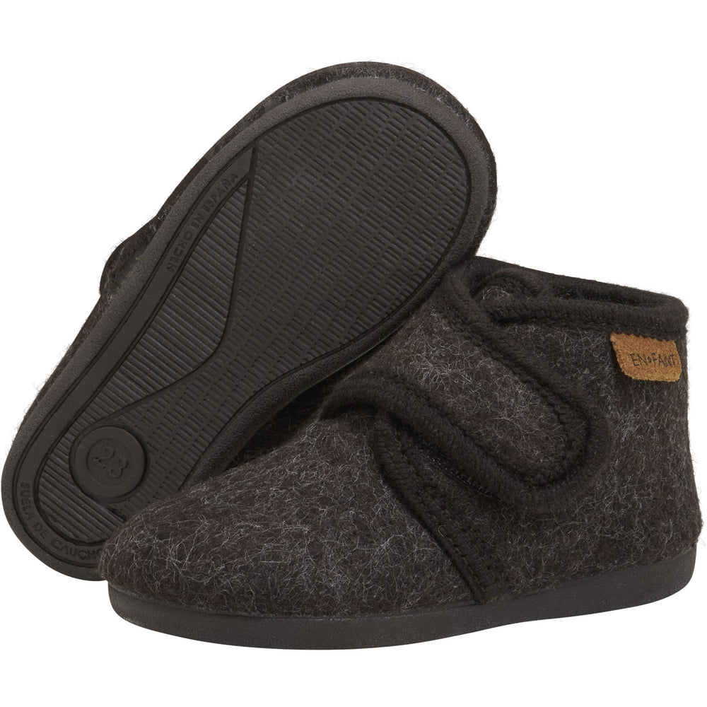 Køb En Fant Chocolate Melange Slippers Uld Velcro