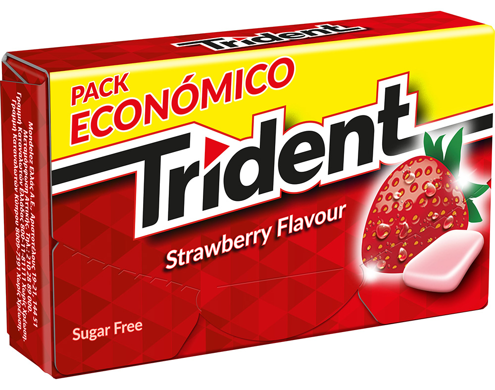 PASTILHAS TRIDENT ELÁSTICAS PACK ECONÓMICO MORANGO 23.8G
