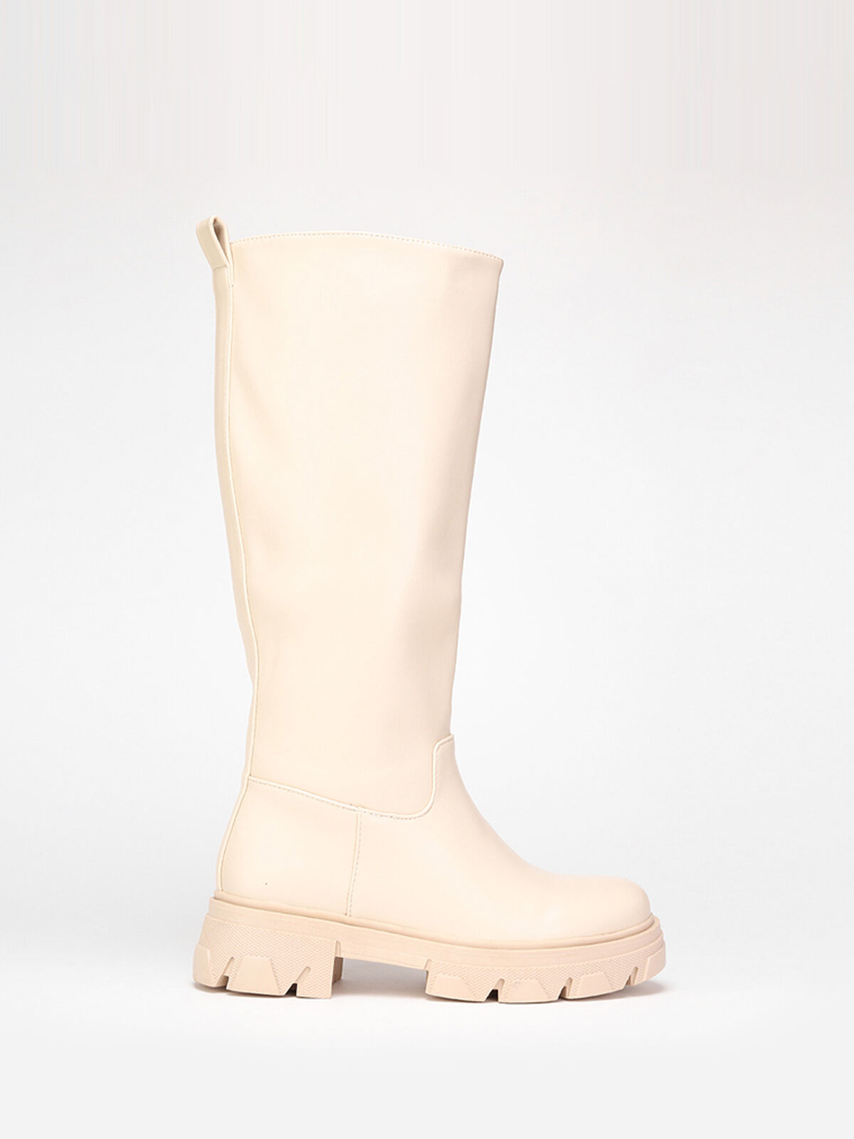 Bottes cavalières à semelle crantée- Beige